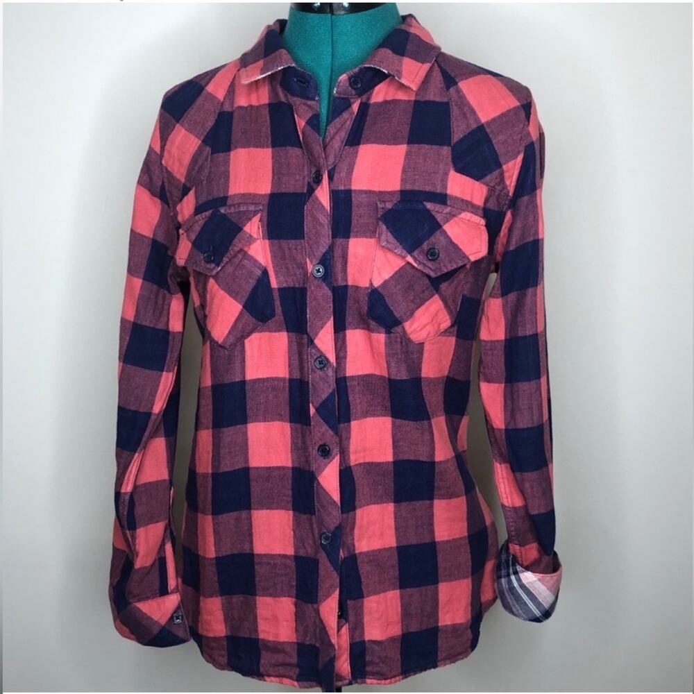 Rails Kendra Check Plaid Button Up Shirt In Red A… - image 1